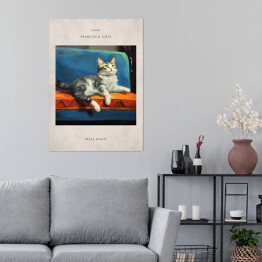 Plakat samoprzylepny Kot portret inspirowany sztuką - Francisco Goya "Maja Naga"