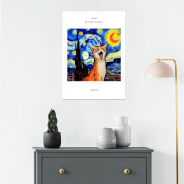 Plakat samoprzylepny Kot portret inspirowany sztuką - Edvard Munch