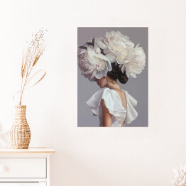Plakat Dziewczyna w kwiatach i białej sukience