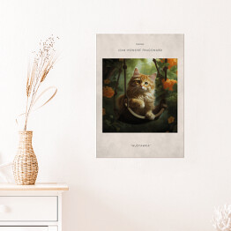 Plakat samoprzylepny Kot portret inspirowany sztuką - Jean Honore Fragonard "Huśtawka"