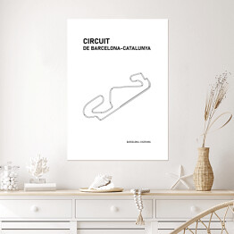 Plakat samoprzylepny Circuit de Barcelona-Catalunya - Tory wyścigowe Formuły 1 - białe tło