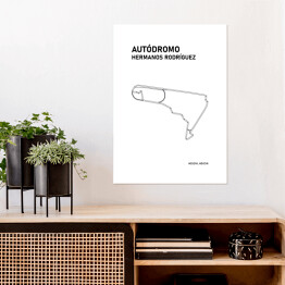 Plakat samoprzylepny Autodromo Hermanos Rodriguez - Tory wyścigowe Formuły 1 - białe tło
