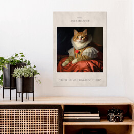 Plakat samoprzylepny Portret kota inspirowany sztuką - Diego Velazquez "Portret Infantki Małgorzaty Teresy"