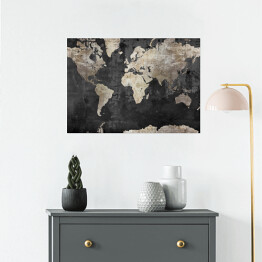 Plakat samoprzylepny Mapa świata w stylu industrialnym