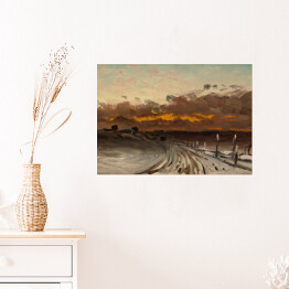 Plakat samoprzylepny Zimowy krajobraz zachód słońca Fanny Churberg Reprodukcja