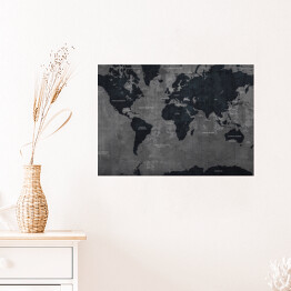 Plakat samoprzylepny Industrialna mapa świata w ciemnych kolorach