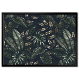 spójny tropikalny wzór. Egzotyczne tło z liśćmi palmowymi, monstera, colocasia, liście bananowca. Vintage akwarela ilustracja. Nadaje się do projektowania tkanin, papier pakowy, tapeta
