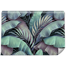 Tropikalny egzotyczny spójny wzór. Piękna palma, liście bananowca. Ręcznie rysowane vintage ilustracja 3D. Glamorous abstrakcyjna dżungla tło projekt. Dla luksusowych tapet, tkaniny, drukowanie tkanin, towarów