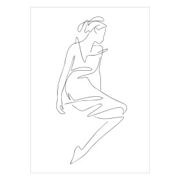Rysunek kobiety - lineart. Minimalistyczny czarno biały szkic