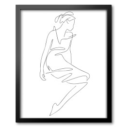 Rysunek kobiety - lineart. Minimalistyczny czarno biały szkic