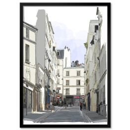 Rysunek ulicy w pobliżu Montmartre w Paryżu