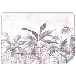 arkusze tekstury w jasnych odcieniach fioletu, liście na fakturze, fototapeta we wnętrzu