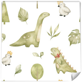 Dinozaury i zielone liście