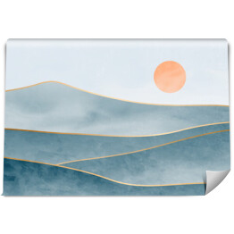Fototapeta samoprzylepna Wschód słońca w górach krajobraz 3D akwarela 