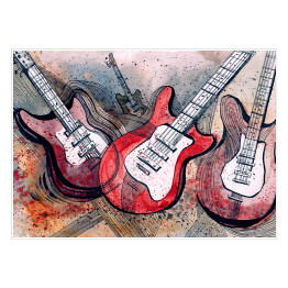 Gitary malowane akwarelą