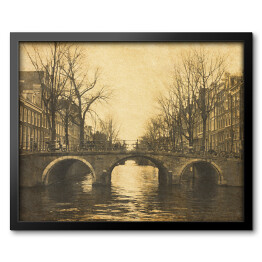 Widok na Amsterdam w stylu retro w Holandii