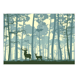 Dzikie zwierzęta w lesie - ilustracja
