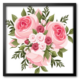Bukiet różowych róż - akwarelowa ilustracja