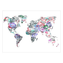 Mapa świata - znaczki paszportowe