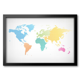 Mapy świata z kontynentami w różnych kolorach