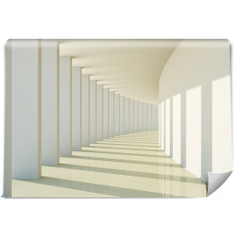 Abstrakcyjny beżowo biały korytarz 3D