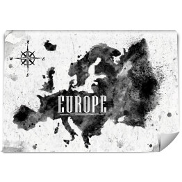Mapa Europy - czarno biała akwarela