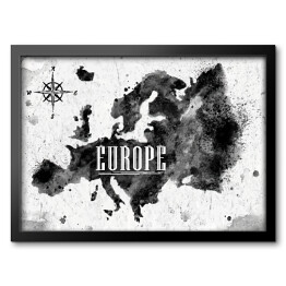 Mapa Europy - czarno biała akwarela