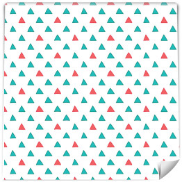 Geometryczny wzór - niebieskie i różowe trójkąty na białym tle