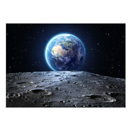Niebieska Ziemia widziana z powierzchni Księżyca