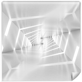 Surrealistyczny tunel z białym wzorem na ścianach 3D