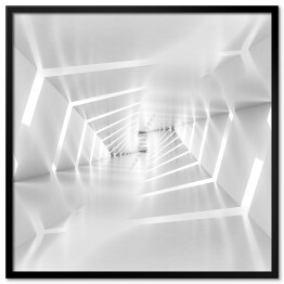 Surrealistyczny tunel z białym wzorem na ścianach 3D