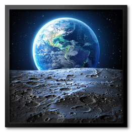 Niebieski widok Ziemi z powierzchni Księżyca 