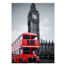 Londyński autobus i Big Ben - ilustracja w ciemnych barwach