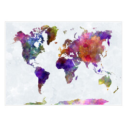 Mapa świata w nasyconych kolorach - akwarela