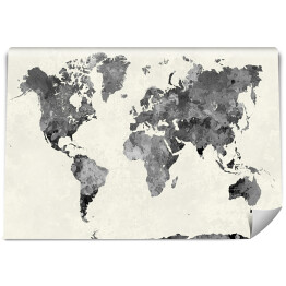Mapa świata - szara akwarela