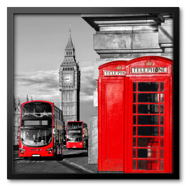 Londyn z czerwonymi autobusami przy Big Benie w Anglii, UK