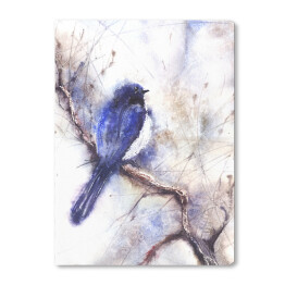 Niebieski ptak siedzący na gałęzi