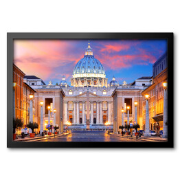 Pięknie oświetlony Watykan, Rzym