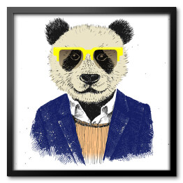 Panda - hipster w eleganckim stroju i okularach