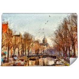 Kanał Amsterdamski - impresjonistyczna ilustracja