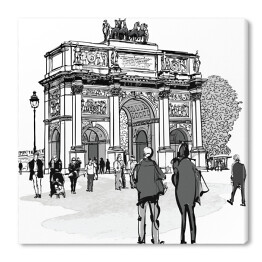 Łuk Triumfalny i ogród Tuileries w Paryżu