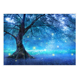 Magiczne drzewo w magicznym błękitnym lesie