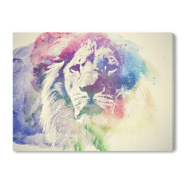 Kolorowy, akwarelowy portret lwa