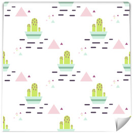 Zielone kaktusy z różowymi trójkątami