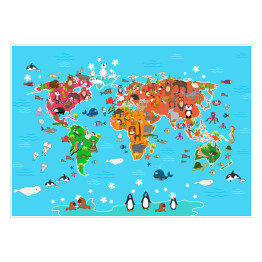 Mapa ze zwierzętami z całego świata