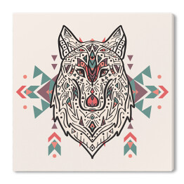 Stylowy wilk z etnicznymi ornamentami