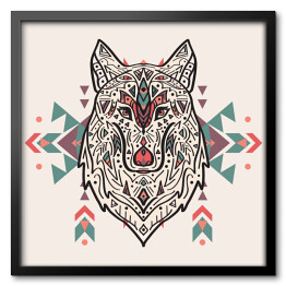 Stylowy wilk z etnicznymi ornamentami