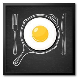 Jajko sadzone z rysowanymi widelcem i nożem