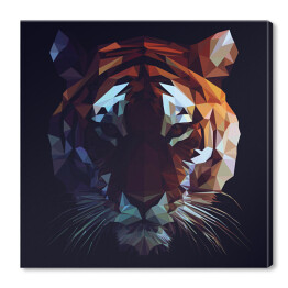 Wielokąt - kolorowa głowa tygrysa na ciemnym tle