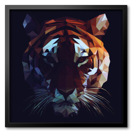 Wielokąt - kolorowa głowa tygrysa na ciemnym tle